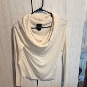 Elegant Cream Cowl Neck Sweater by Le Suprem